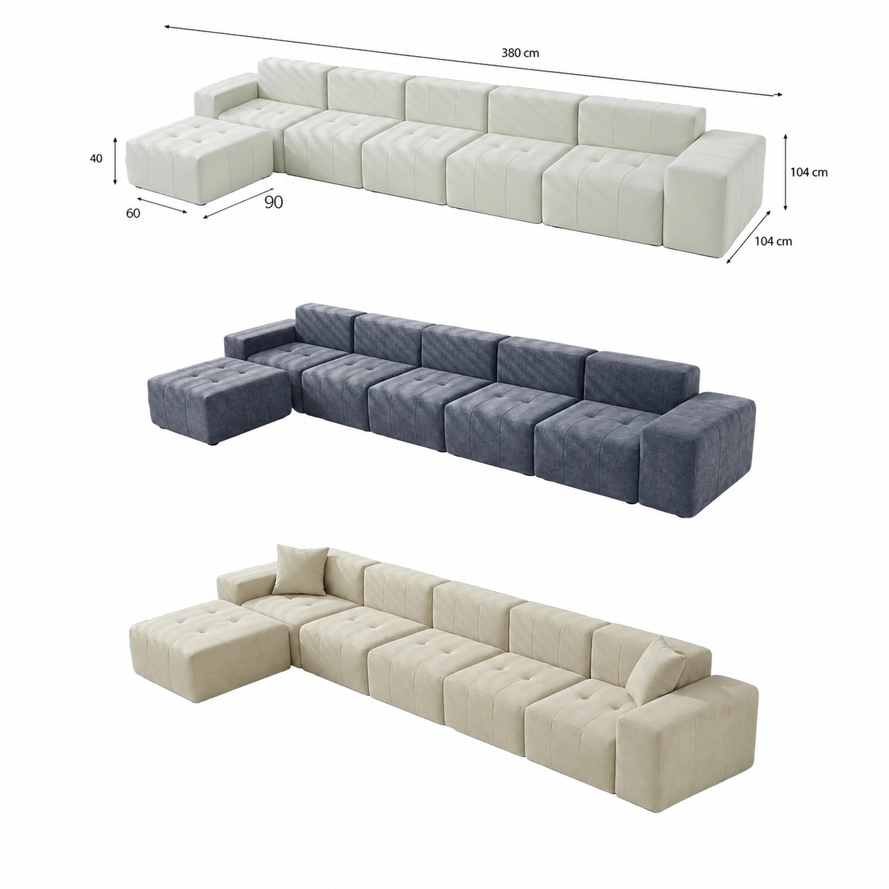 Contemporary Modular Sofa | 4 Seats + Ottoman | Modern Living | Rollé® Qatar