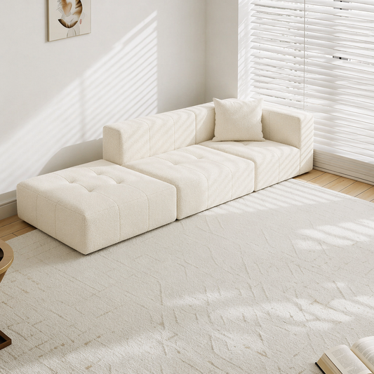 Minimal Modular Left Corner Sofa | 2 Seats + Ottoman | Rollé® Qatar