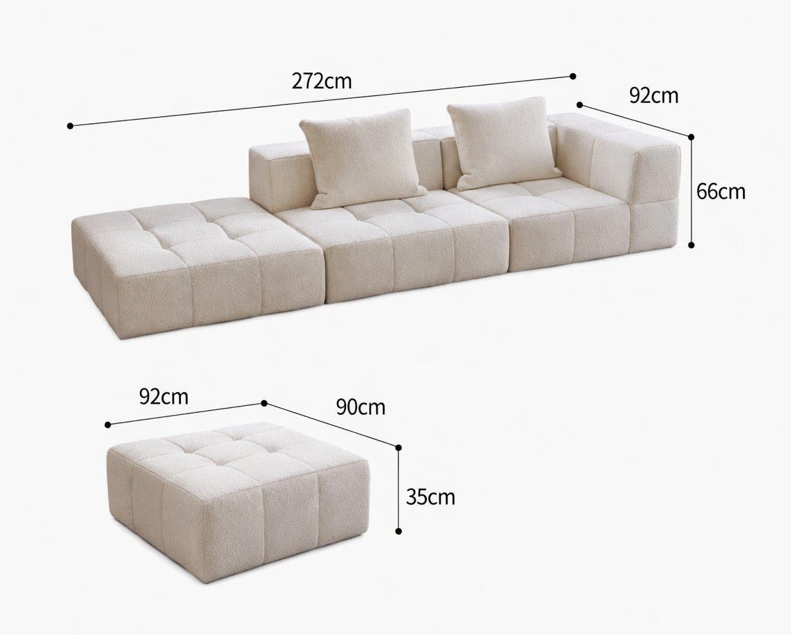 Minimal Modular Left Corner Sofa | 2 Seats + Ottoman | Rollé® Qatar