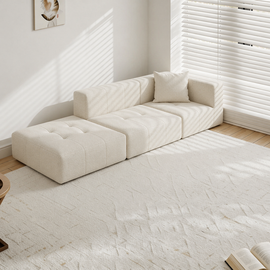 Minimal Modular Left Corner Sofa | 2 Seats + Ottoman | Rollé® Qatar