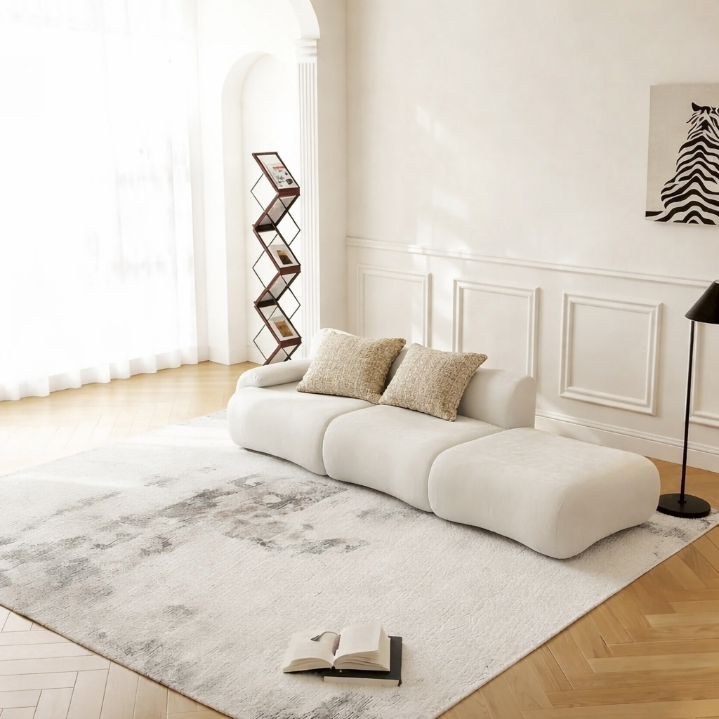 Minimal Low-Profile Right Corner Sofa | 2 Seats + Ottoman | Rollé® Qatar