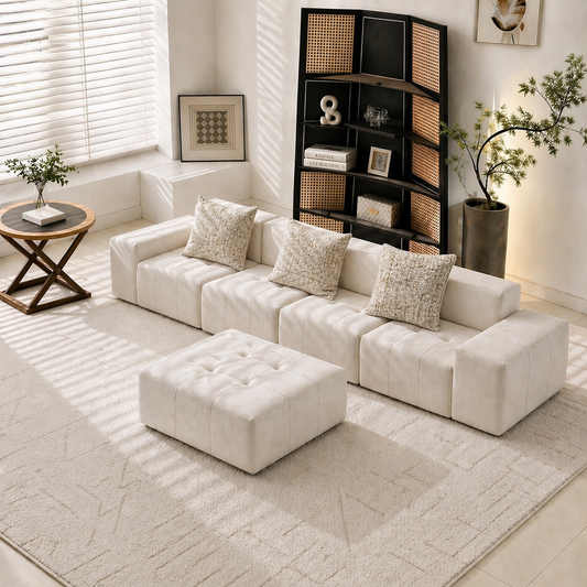 Contemporary Modular Sofa | 4 Seats + Ottoman | Modern Living | Rollé® Qatar
