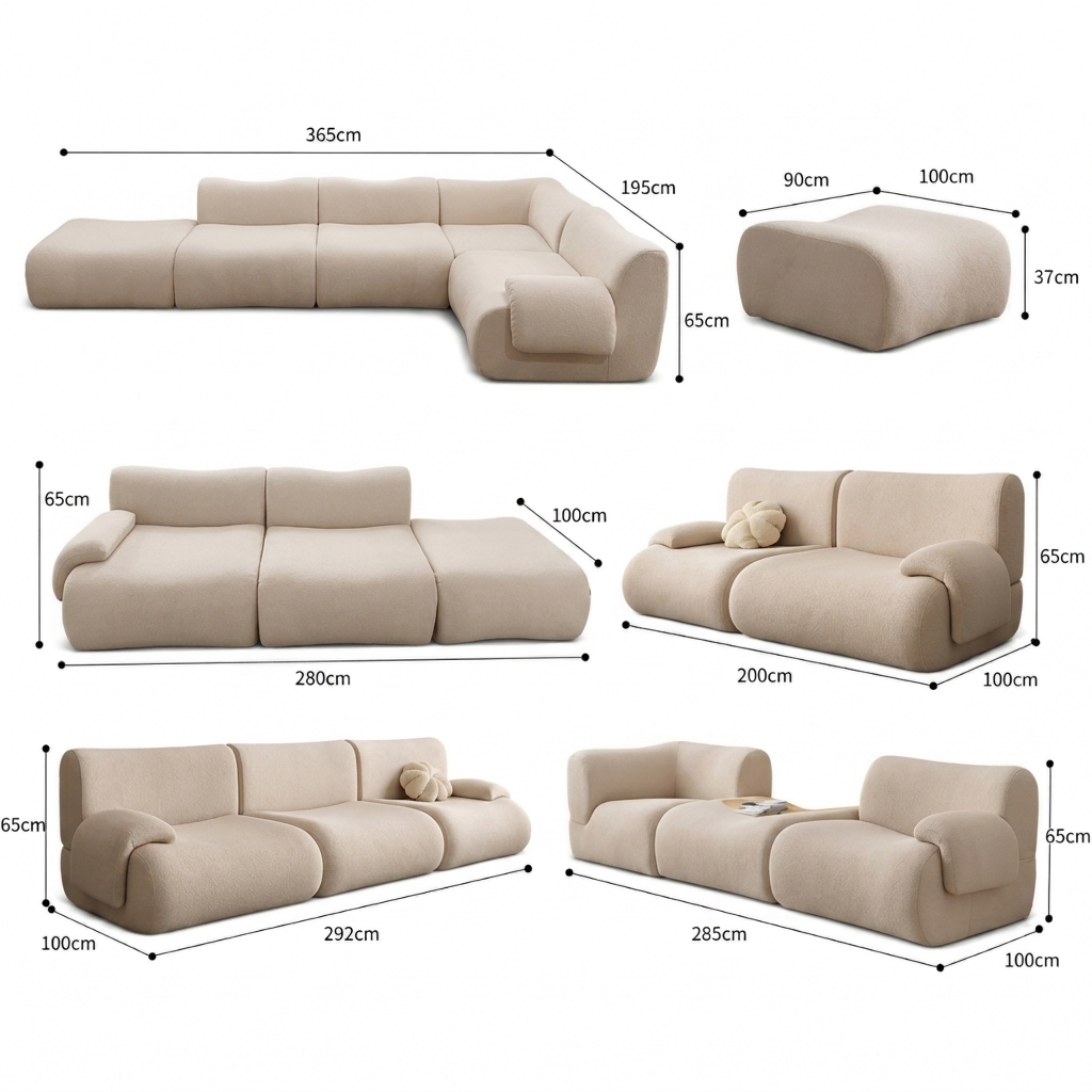 Minimal Low-Profile Left Corner Sofa | 2 Seats + Ottoman | Rollé® Qatar