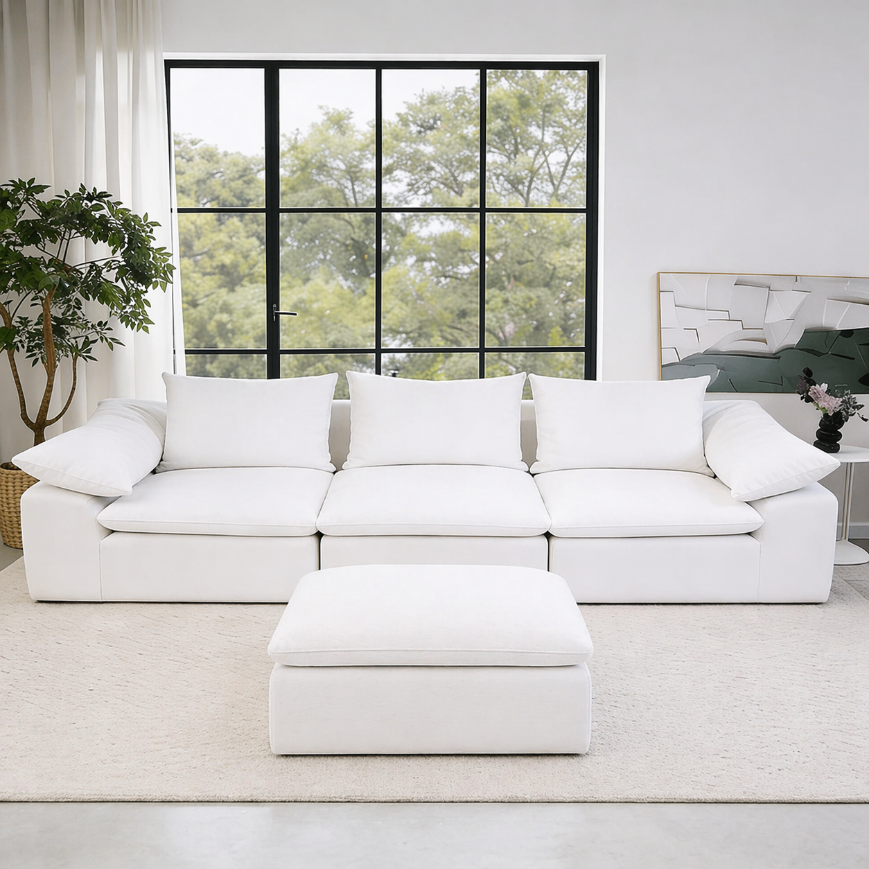 Cloud Modular Sofa | 3 Seats + Ottoman | Flexible Sofa | Rollé® Qatar