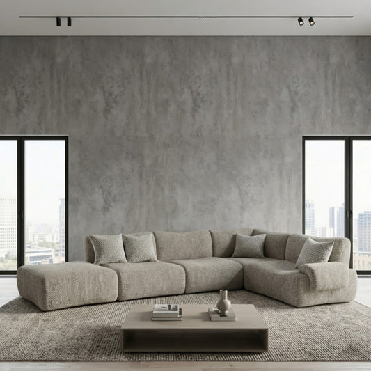 Minimal Modular Left Corner Sofa | 3 Seats + Ottoman | Rollé® Qatar