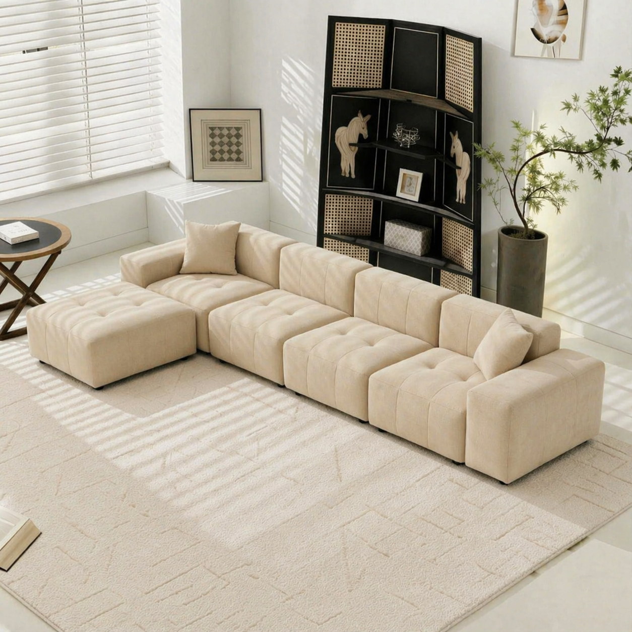 Contemporary Modular Sofa | 4 Seats + Ottoman | Modern Living | Rollé® Qatar