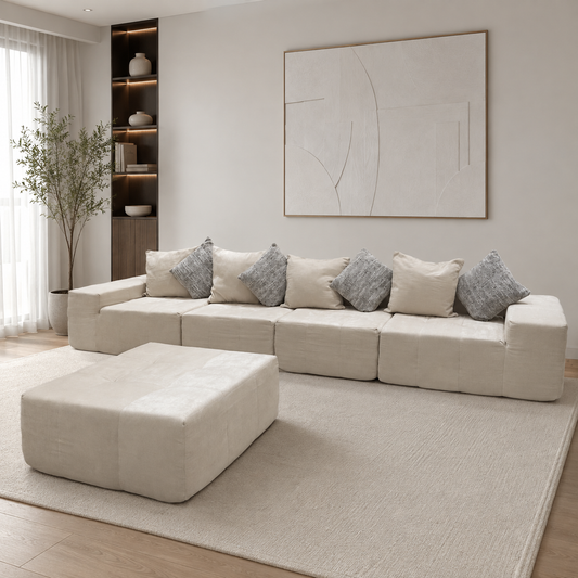 Contemporary Modular Sofa | 4 Seats + Ottoman | Modern Living | Rollé® Qatar