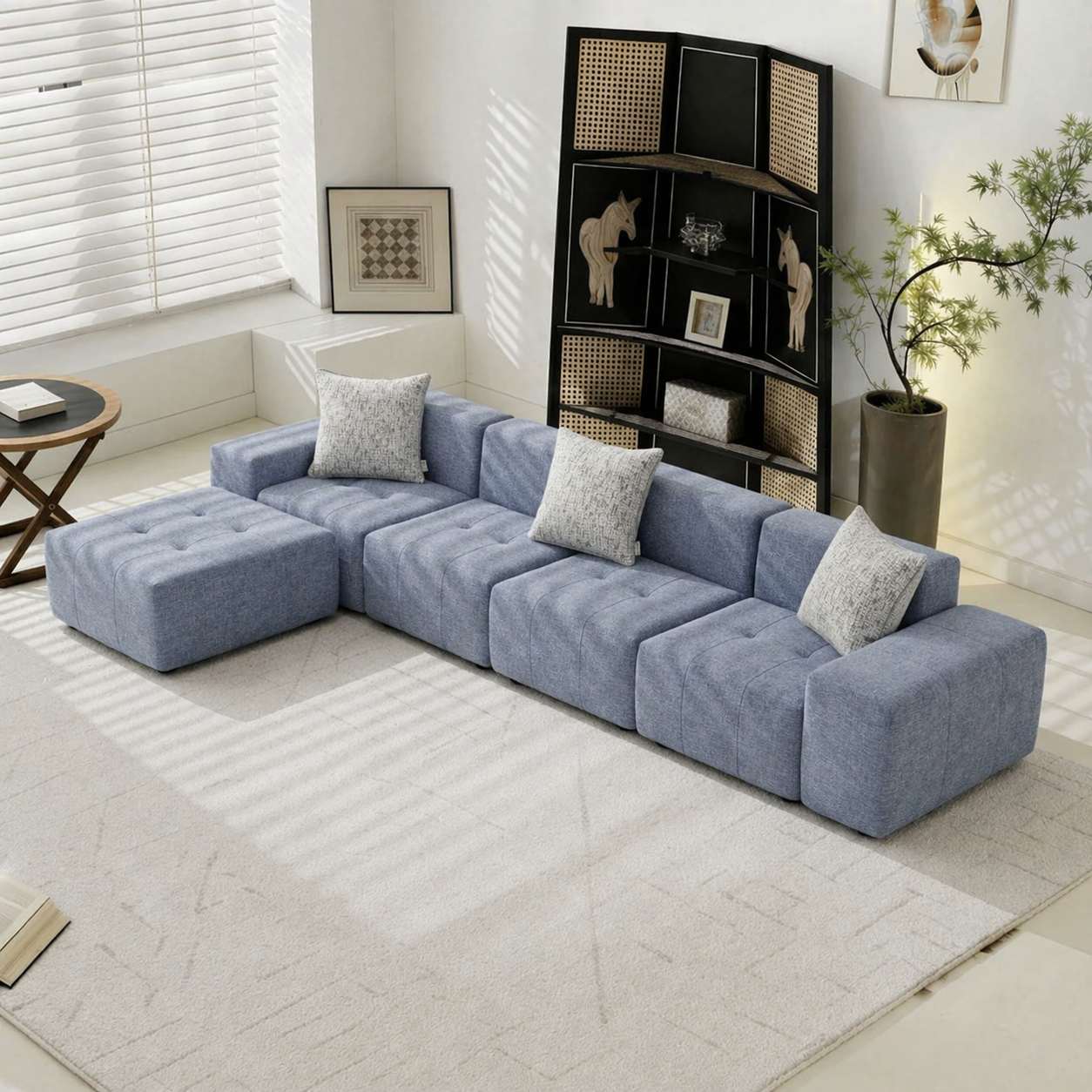Contemporary Modular Sofa | 4 Seats + Ottoman | Modern Living | Rollé® Qatar