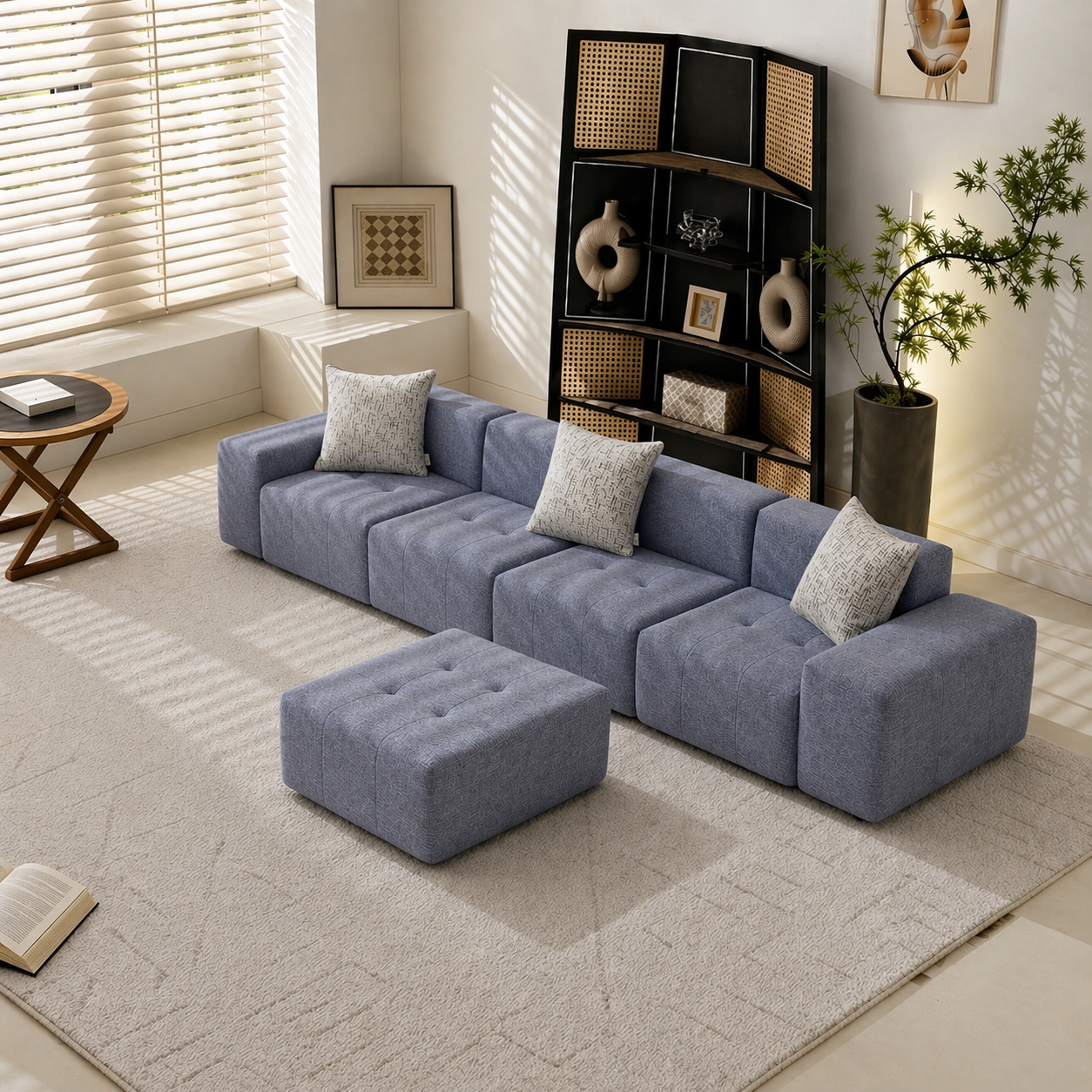 Contemporary Modular Sofa | 4 Seats + Ottoman | Modern Living | Rollé® Qatar