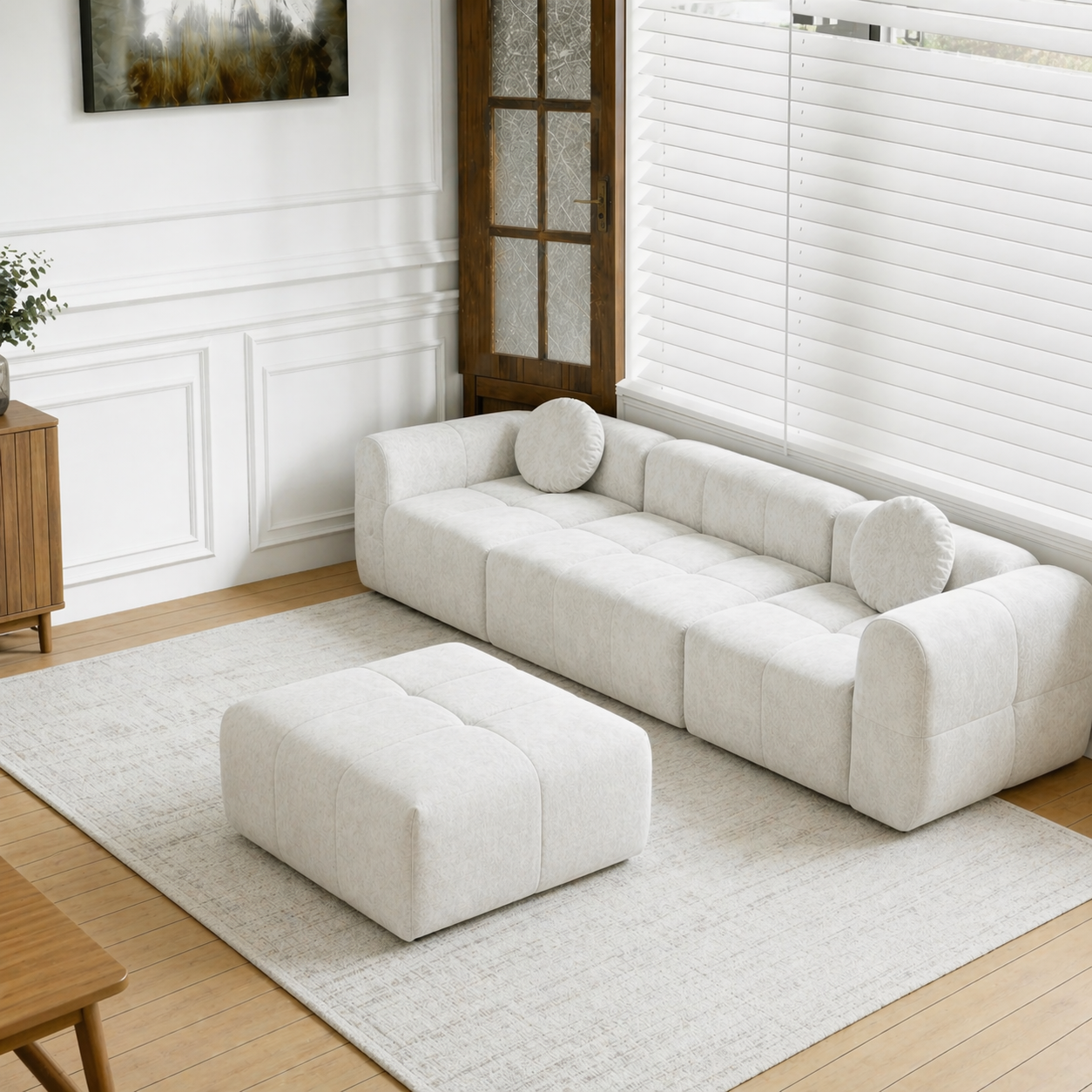 Pure Comfort 3 Seats Sofa + Ottoman | Modular Lounge Sofa | Rollé® Qatar