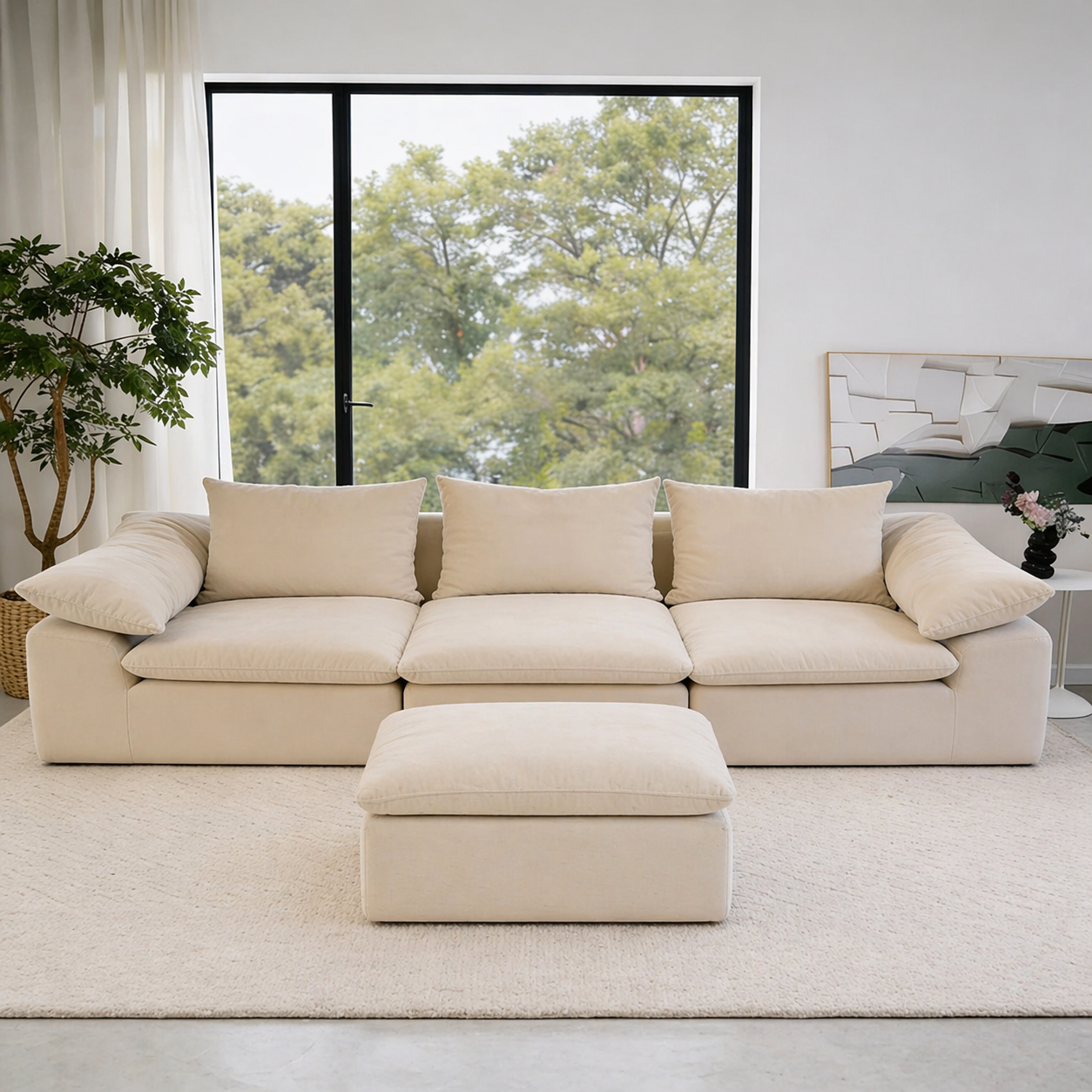 Cloud Modular Sofa | 3 Seats + Ottoman | Flexible Sofa | Rollé® Qatar