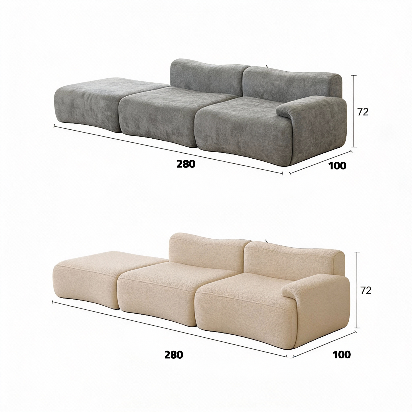 أريكة منخفضة الارتفاع قابلة للتعديل (الزاوية اليمنى)