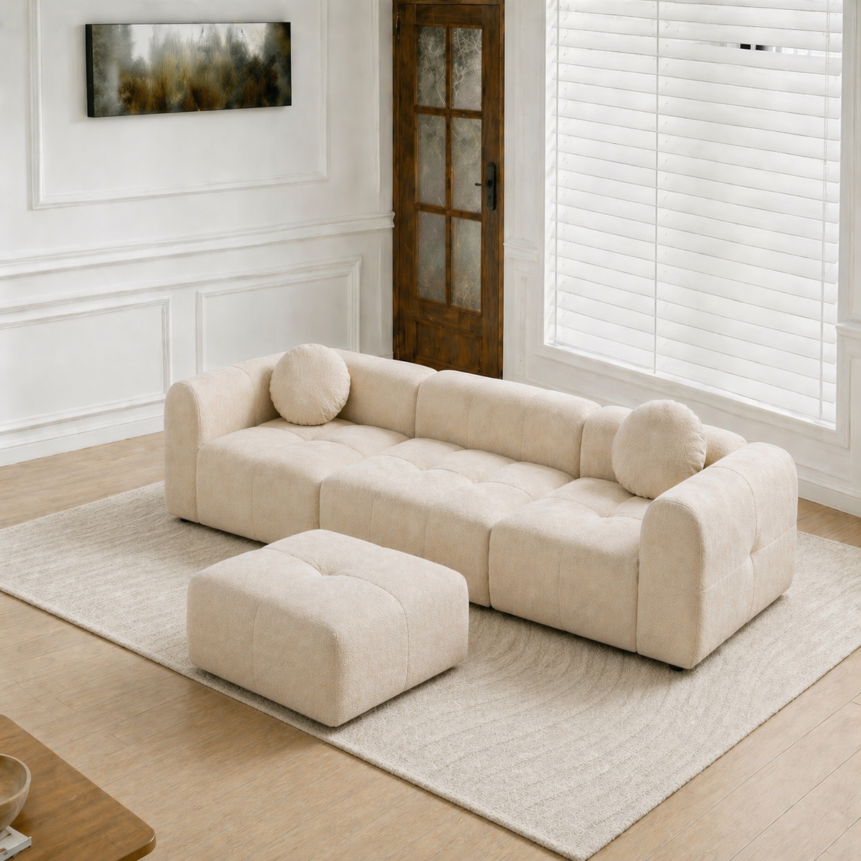 Pure Comfort 3 Seats Sofa + Ottoman | Modular Lounge Sofa | Rollé® Qatar
