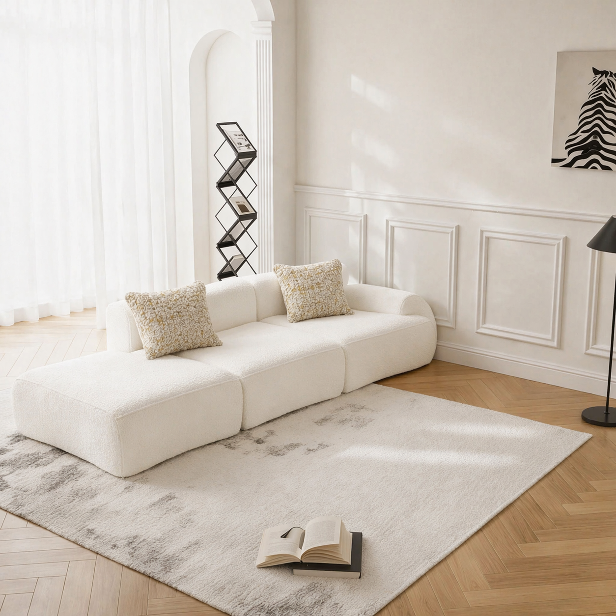 Minimal Low-Profile Left Corner Sofa | 2 Seats + Ottoman | Rollé® Qatar
