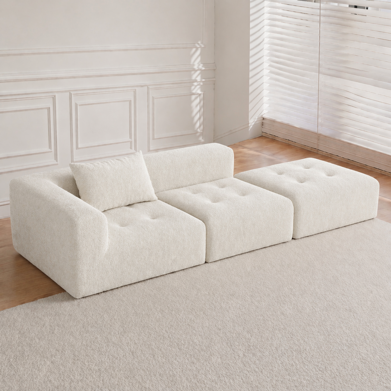 Minimal Modular Right Corner Sofa | 2 Seats + Ottoman | Rollé® Qatar