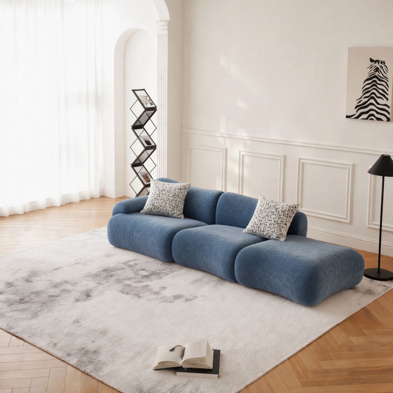 Minimal Low-Profile Right Corner Sofa | 2 Seats + Ottoman | Rollé® Qatar