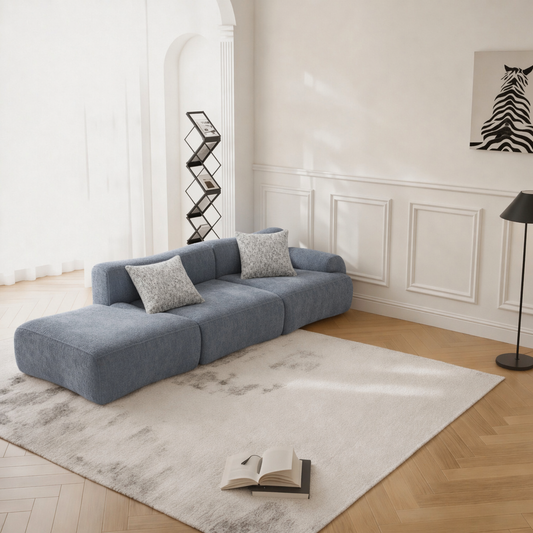 Minimal Low-Profile Left Corner Sofa | 2 Seats + Ottoman | Rollé® Qatar