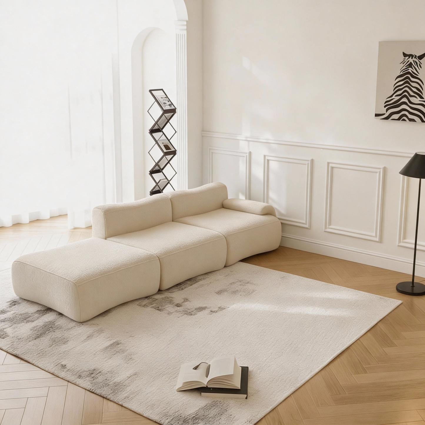 أريكة منخفضة الارتفاع قابلة للتعديل (الزاوية اليمنى)